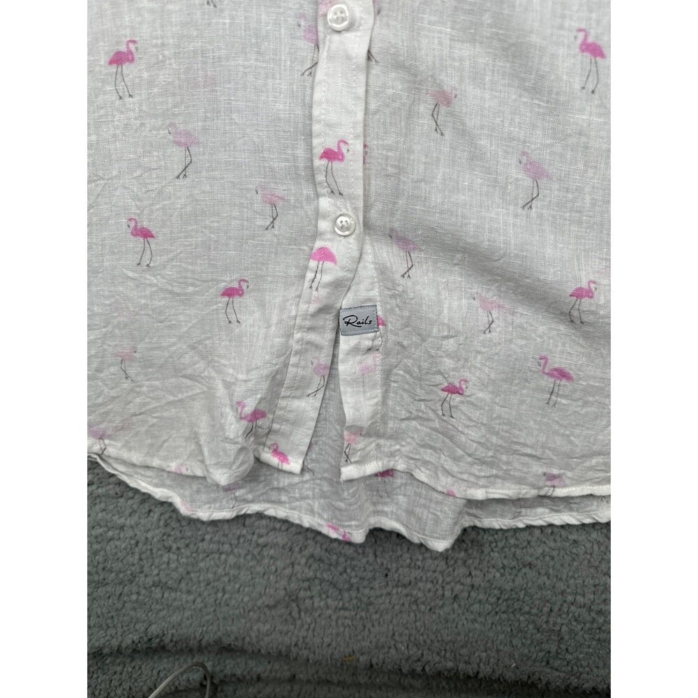 Rails Button Up Womens Small Linen Blend Shirt Wh… - image 3
